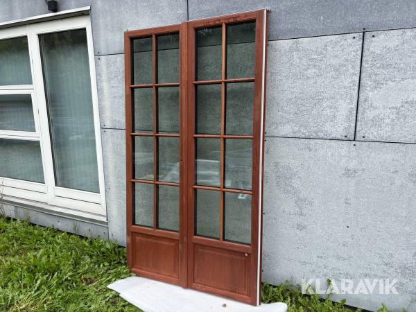 Fransk dobbeltdør i massiv mahogni 2 fag 1 Styk