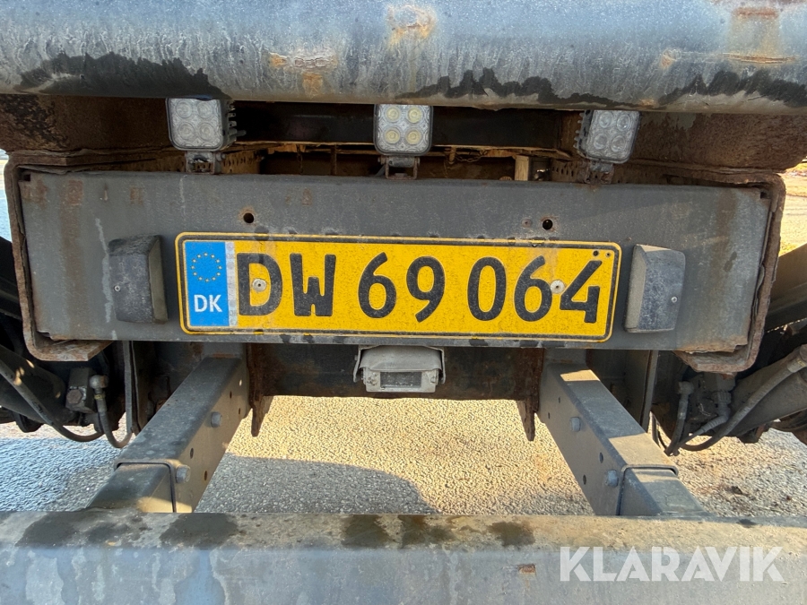 Renault lastbil – med skiftelad, lift og container Renault Midlum