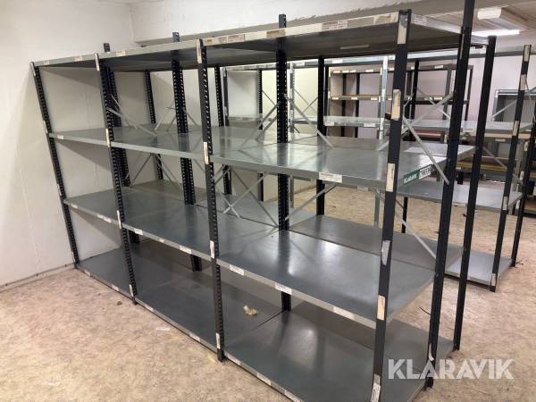 Reolsystem med galvaniserede stålhylder 9 sektioner