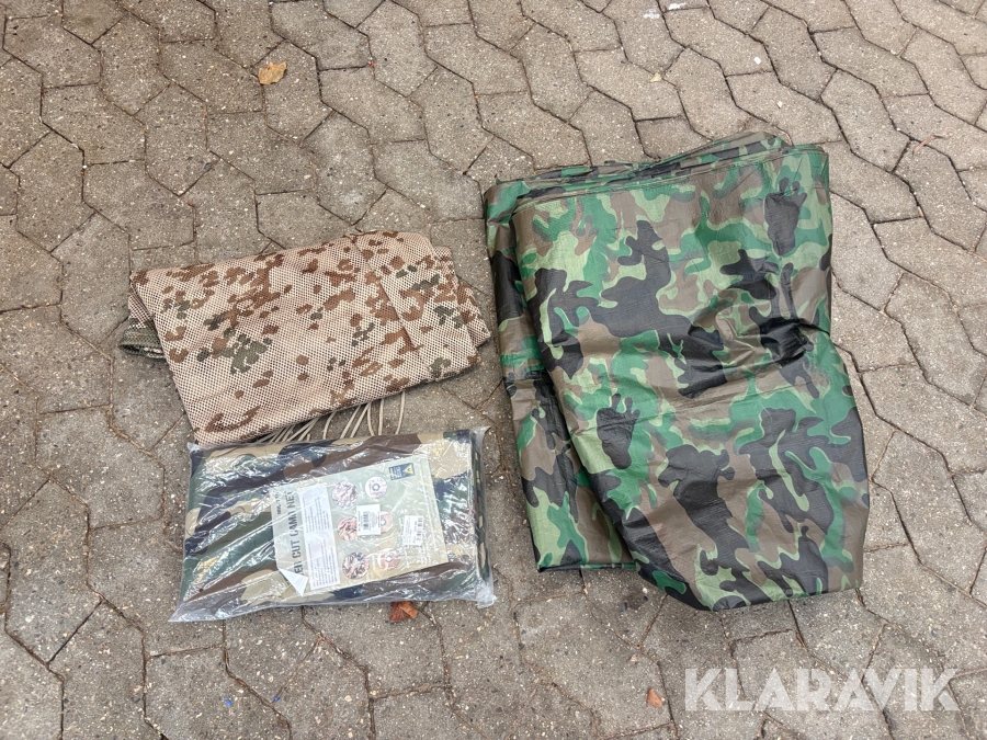 Jagtudstyr camouflagepresenning og camouflagenet