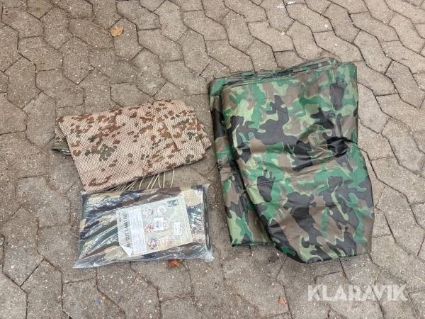 Jagtudstyr camouflagepresenning og camouflagenet