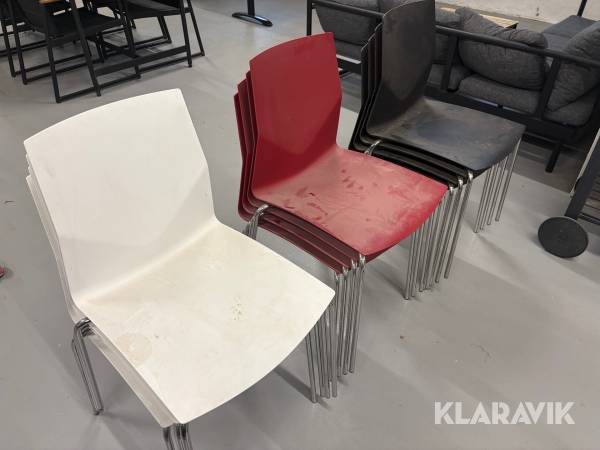 Kontorstole Four Design Cast 2 plastskal rød hvid sort 12 styk