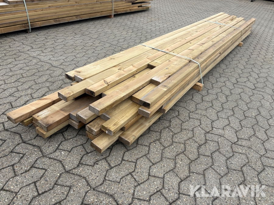 Trykimprægnerede høvlede reglar, 95 × 45 mm, 42 styk, blandede længder