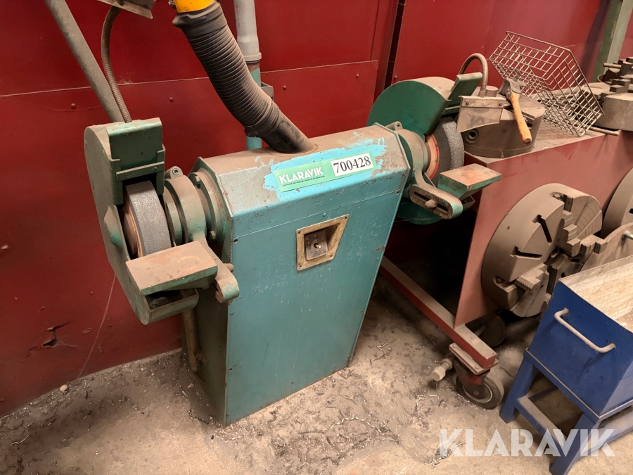 Dobbelt slibemaskine på sokkel med udsugning