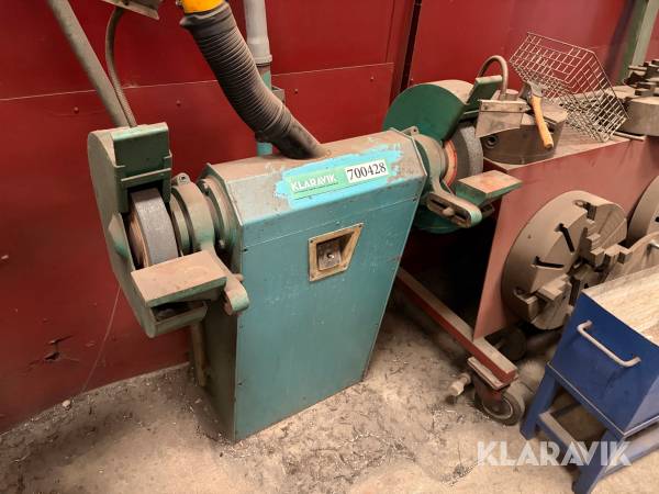 Dobbelt slibemaskine på sokkel med udsugning