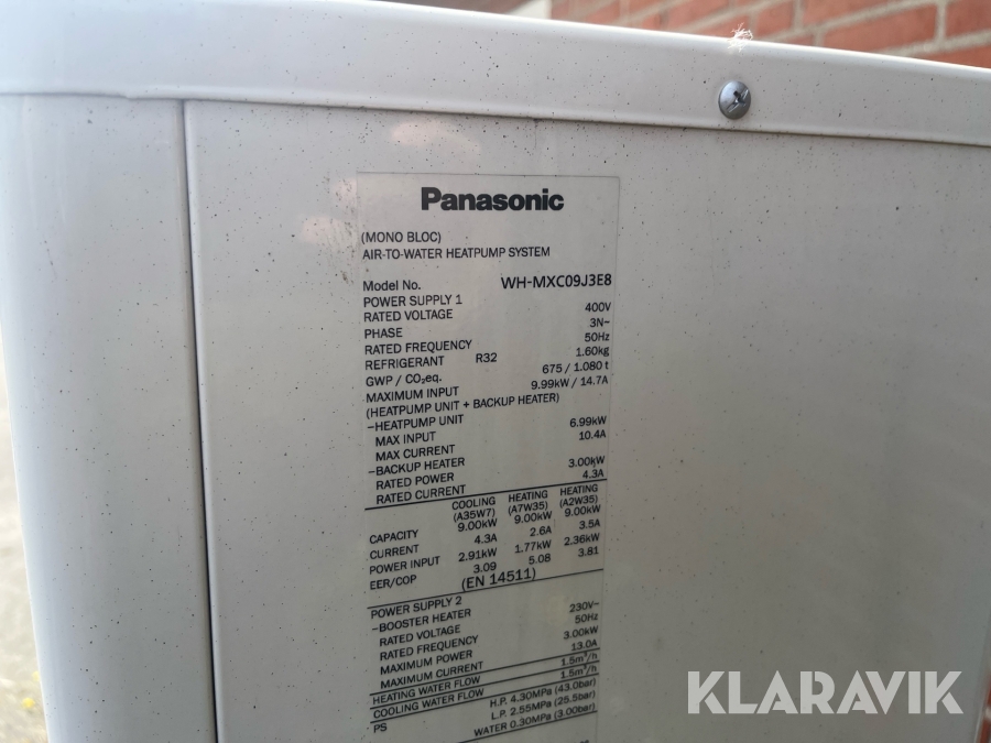 Varmepumpe Panasonic WH-MXC09J3E8