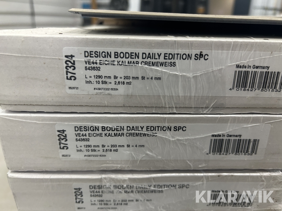 Gulv Design Boden VE44 Eiche Kalmar cremehvid SPC-gulv cirka 115 m²