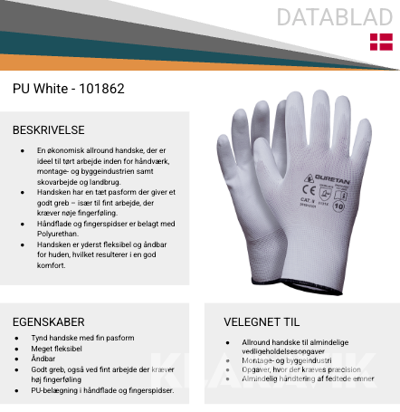Arbejdshandsker hvid 1 kasse 240 par str. 11