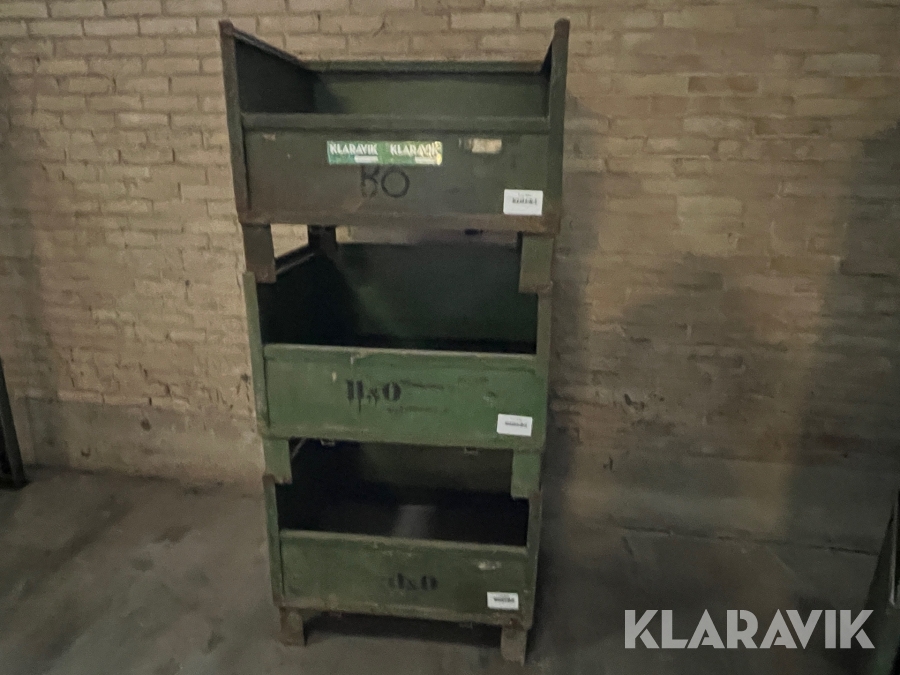 Stålkasser / lagerkasser 3 stk.