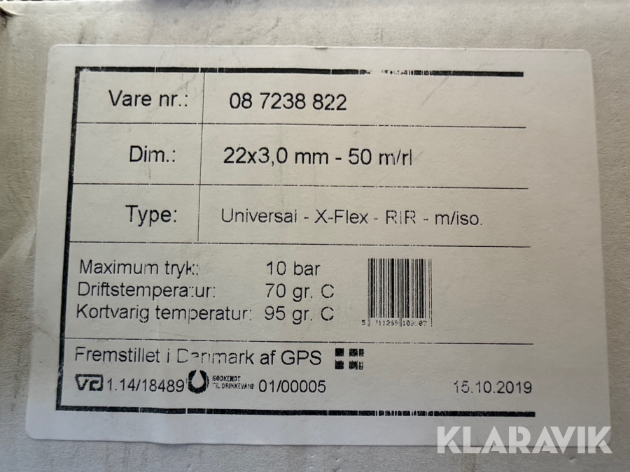 Isoleret rør i rør Pex, Frederikssund, Klaravik auktioner
