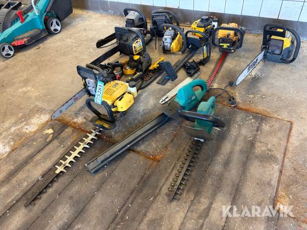 Motorsave og hækkeklipper blandet lot 11 stykker