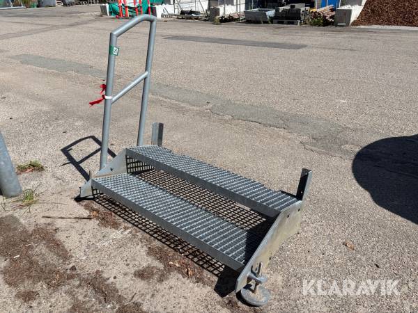 Trappe til skurvogn - med gelænder, galvaniseret stål