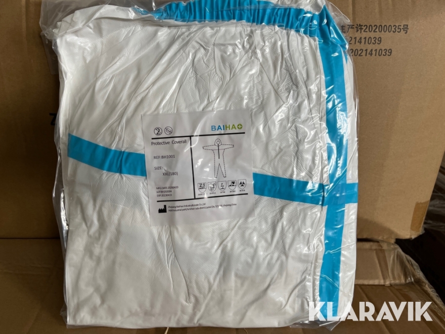 Heldragter 1 Palle Baiha Protective en Palle 10 kasser i alt 500styk str XXL