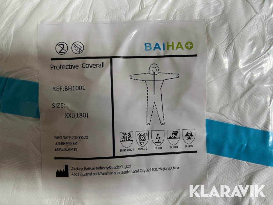 Heldragter 1 Palle Baiha Protective en Palle 10 kasser i alt 500styk str XXL