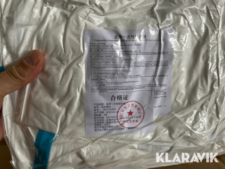 Heldragter 1 Palle Baiha Protective en Palle 10 kasser i alt 500styk str XXL