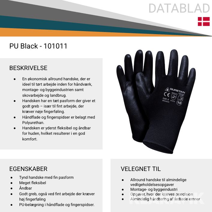 Arbejdshandsker sort 1 kasse 240 par str. 8