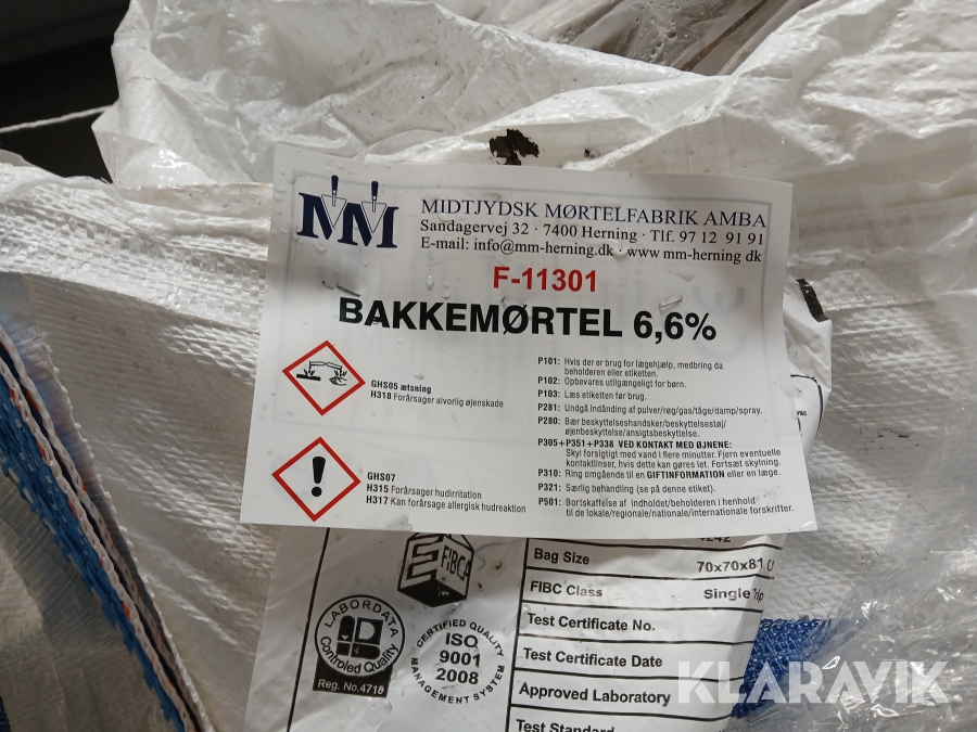 Bakkemørtel 6,6% 5hl bigbag M&M Mørtel
