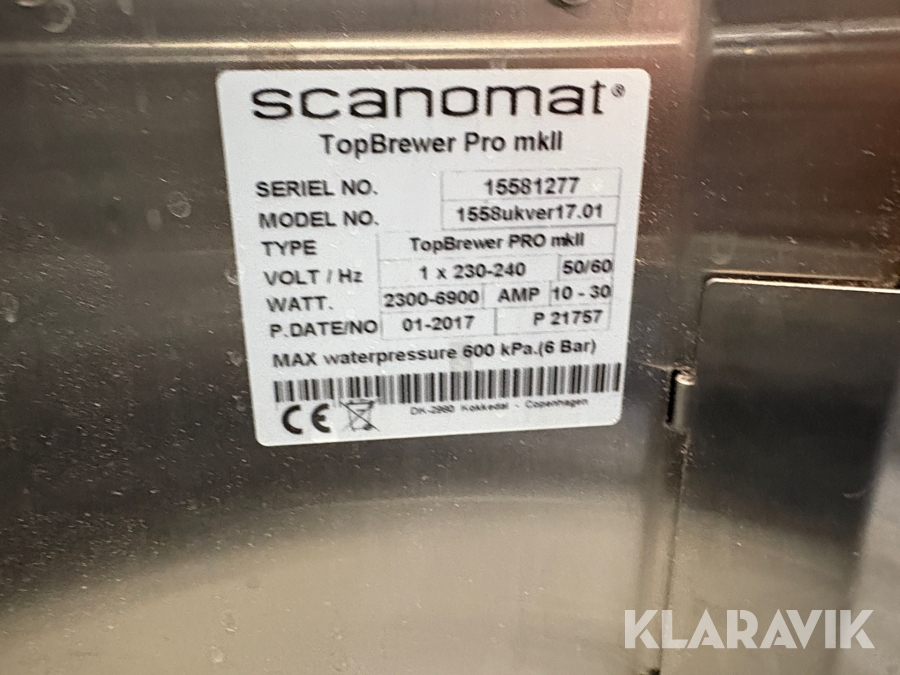 Scanomat Cold Clean Kaffemaskine Scanomat, Esbjerg, Klaravik auktioner