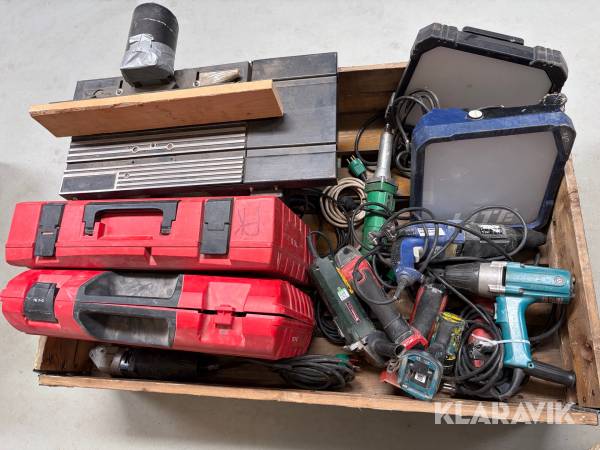 Lot - Assorteret håndværktøj Hilti, Milwaukee, Makita Og øvrigt - 1 palle