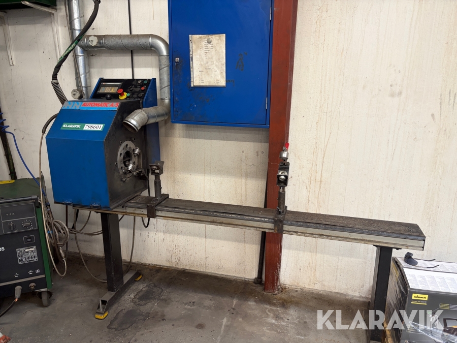 Automatisk rørsvejseanlæg HN Automatic A/S Varioturn CS PLC-1 / Migatronic MIG 405 med svejsemaskine og rørholder