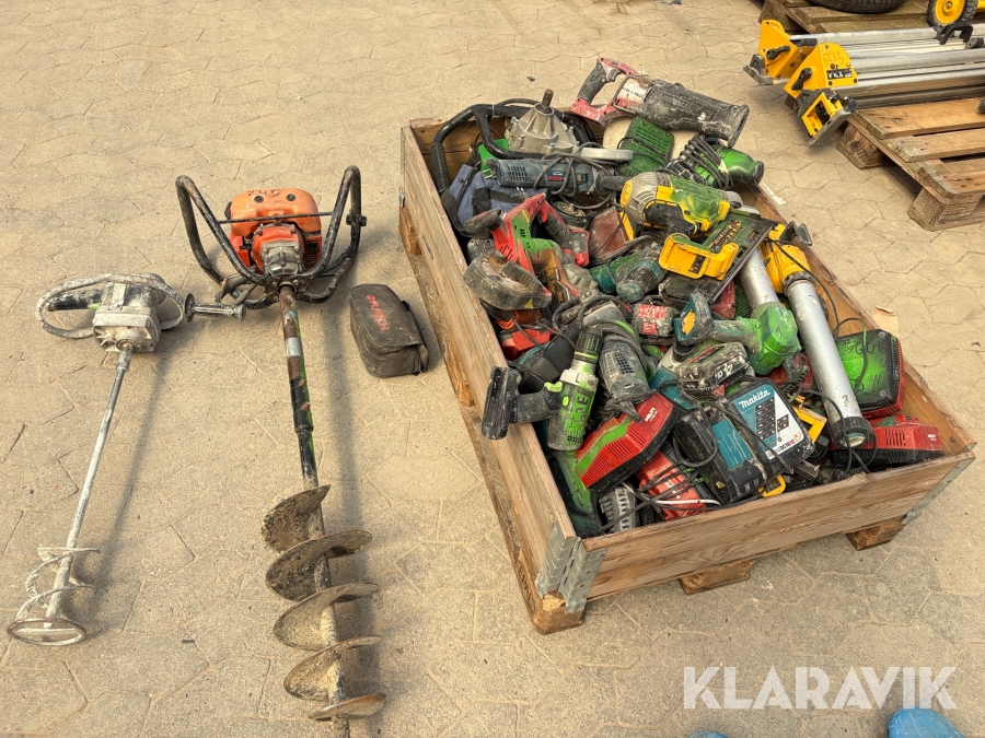 Lot blandet håndværktøj Makita, DeWalt og Milwaukee