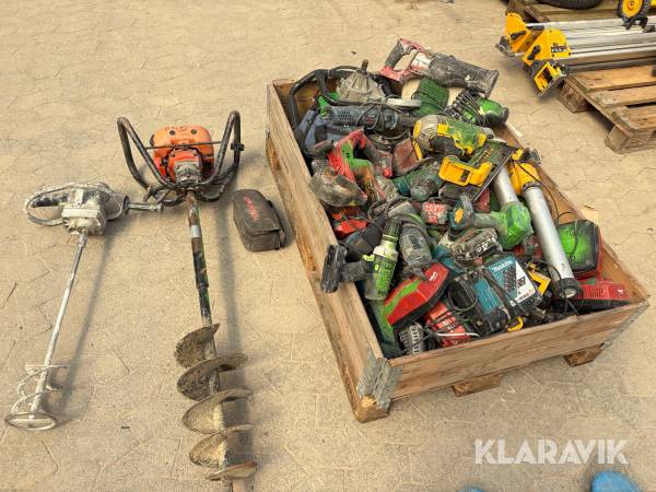 Lot blandet håndværktøj Makita, DeWalt og Milwaukee