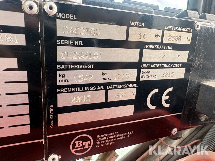 Gaffeltruck BT C4E250V