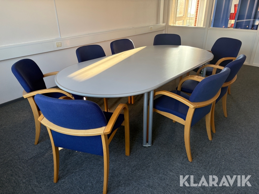 Konferencebord med stole 1 bord, 8 stole