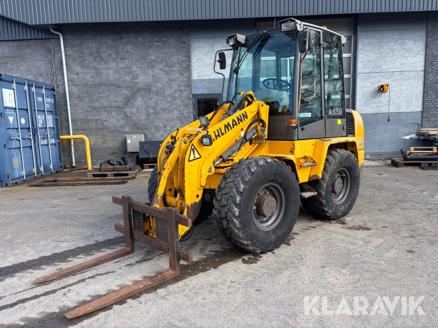 Minilæsser Ahlmann AS50 med sidetip og Pallegafler