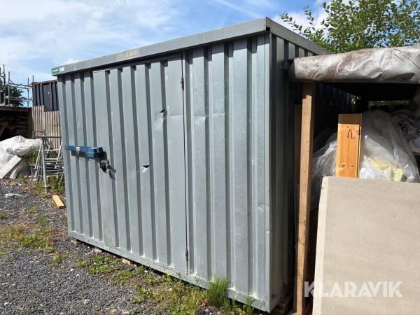 Blikskur med indhold og container låsebom