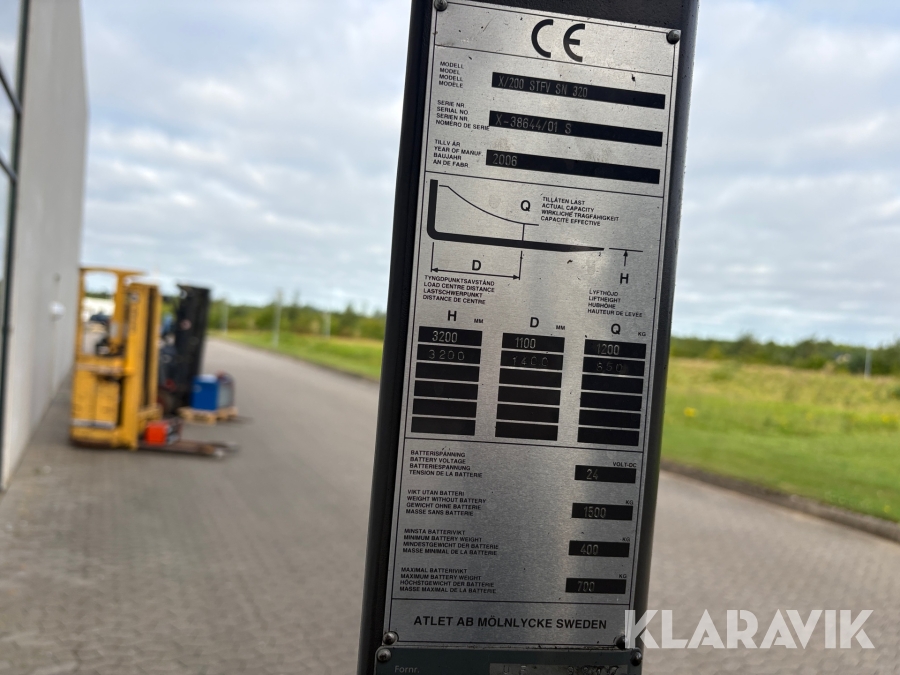 Truck / sideloader Atlet X/200 STFV SN 320 - med ekstra lange gaffler
