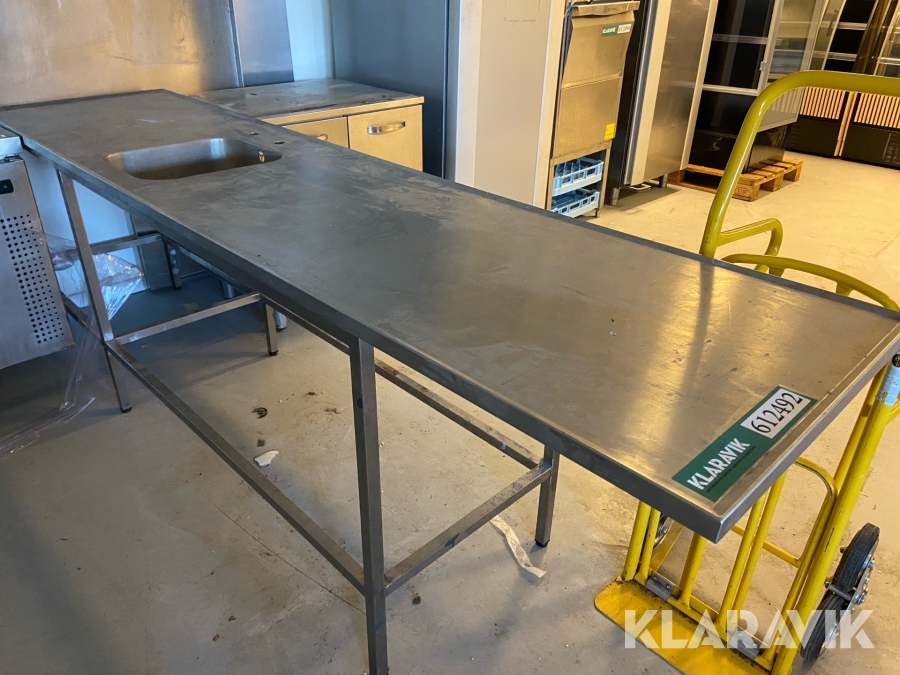 Stålbordplade med vask