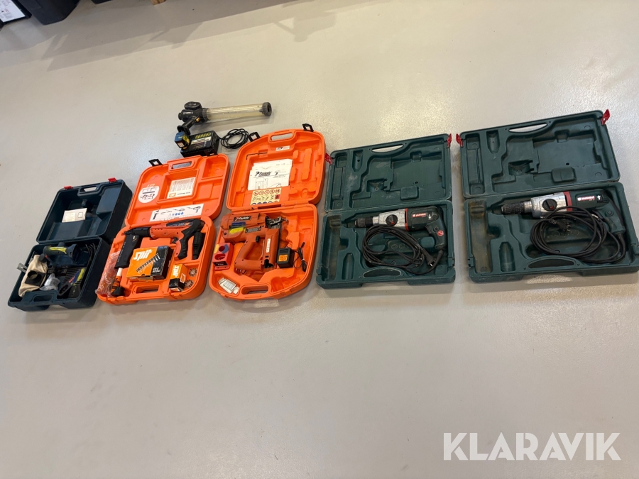 Lot: håndværktøj Metabo, Paslode, Bosch, Spit. 6 dele.