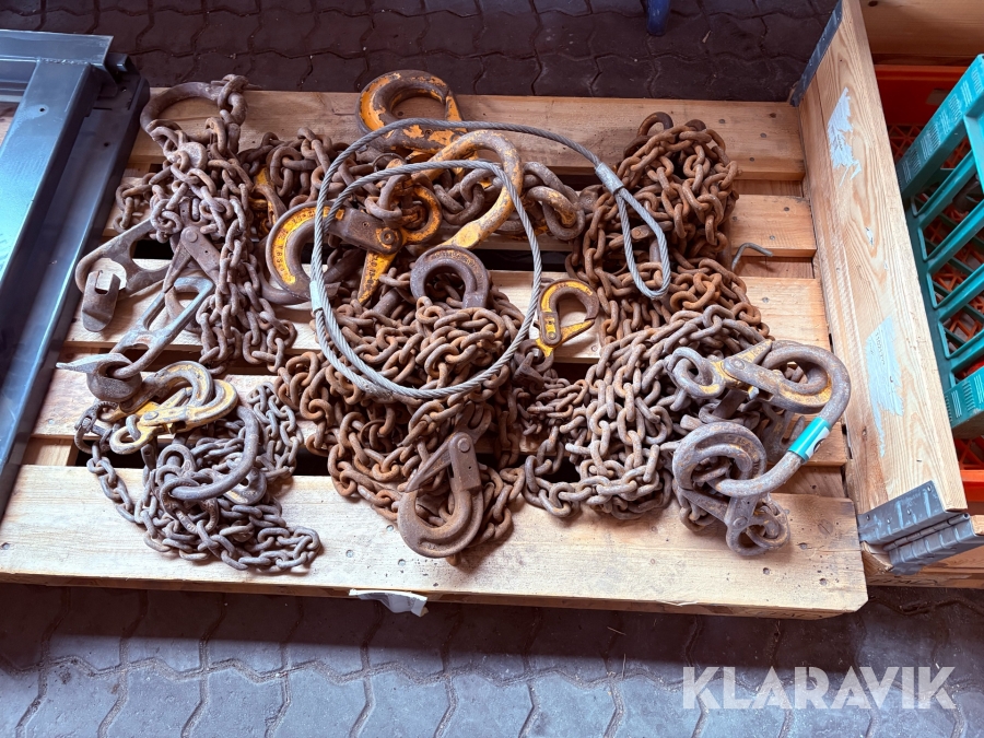 Kæder med kroge og løftegrej - blandet parti