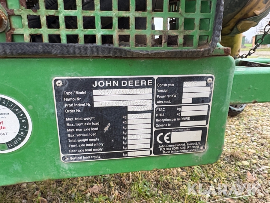 Marksprøjte/tågesprøjte John Deere 315
