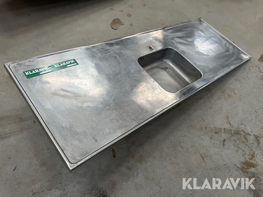 Rustfri bordplade med vask