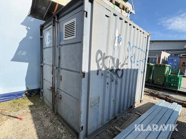 Container med Stenhøj-presse og øvrigt indhold