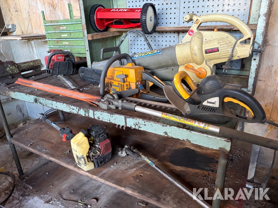 Haveudstyr - blandet parti motorsav/hækkeklipper med mere