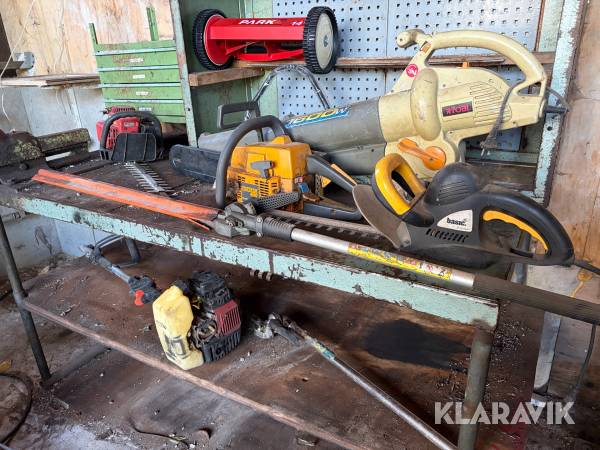 Haveudstyr - blandet parti motorsav/hækkeklipper med mere