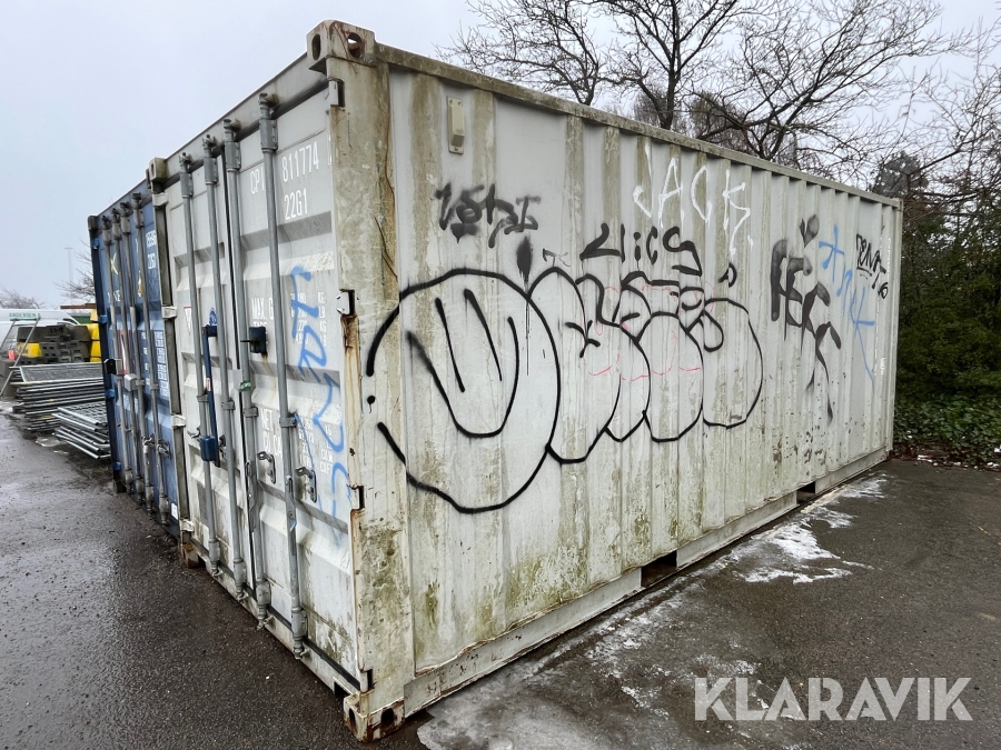 Container 20 fod med værkstedsreoler