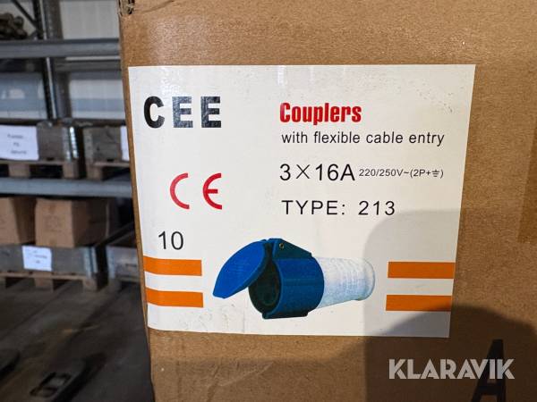 CEE stik Couplers 3x16A - 213 - 800 styks - hun stik