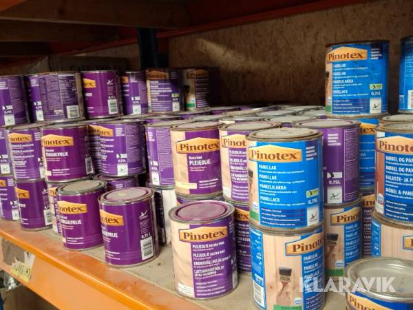 Assorteret olier & lak Pinotex - Træolie, køkkenbords olie & panellak, ca 100 styk