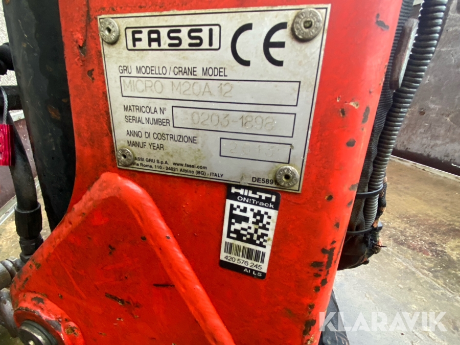 Kran Fassi Micro m20a 12, Ishøj, Klaravik auktioner