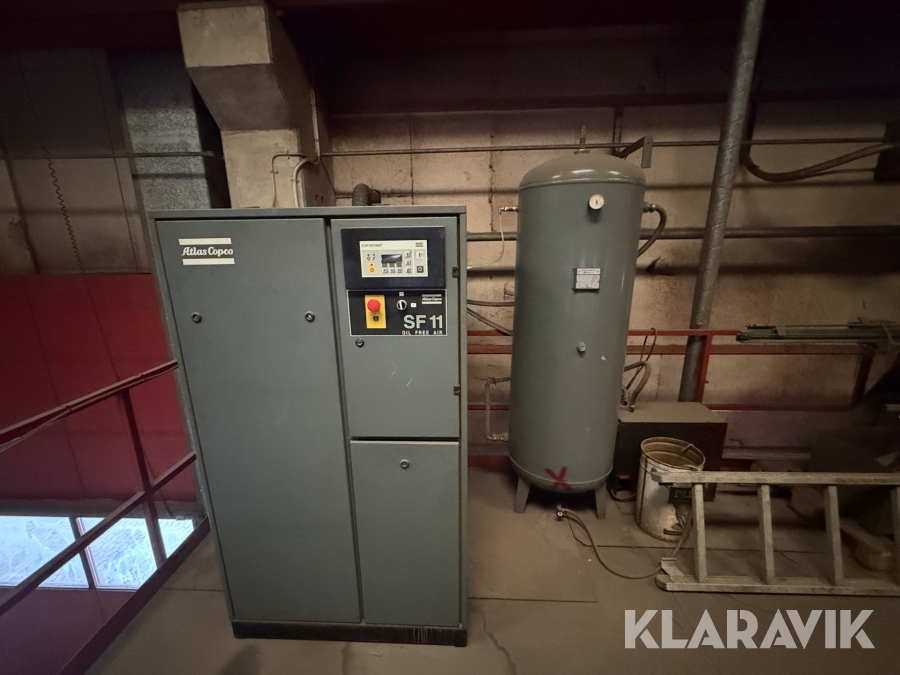 Skruekompressor Atlas Copco SF 11 inkl. Dan-tank på 500 L