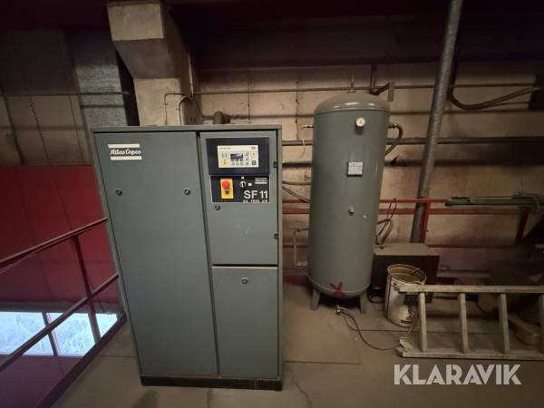 Skruekompressor Atlas Copco SF 11 inkl. Dan-tank på 500 L