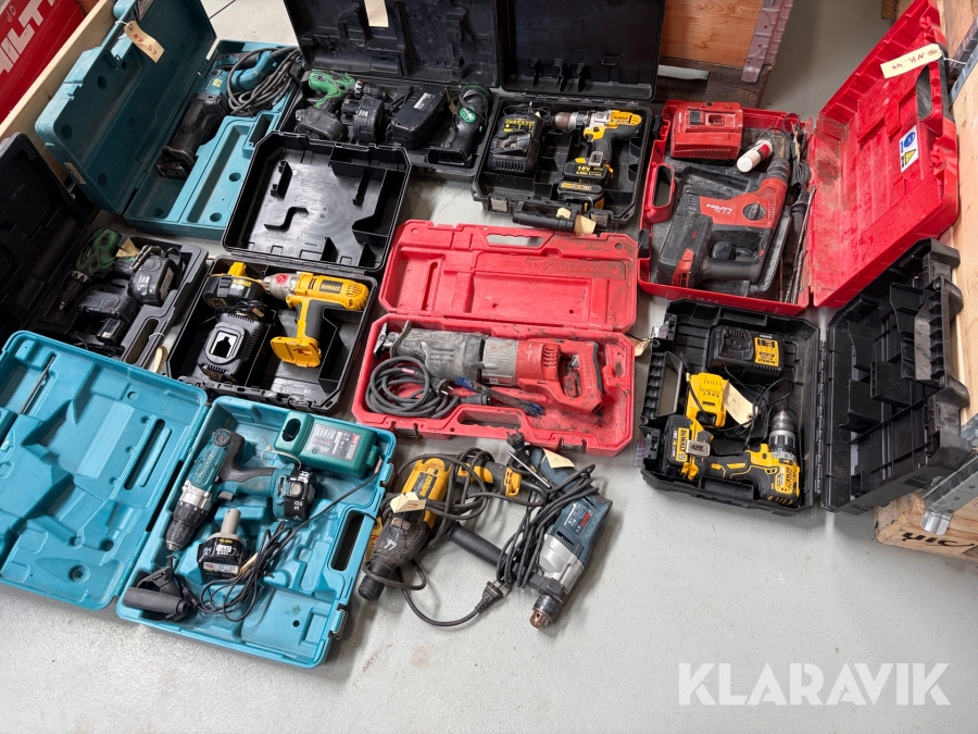 Lot - Assorteret håndværktøj DeWalt, Hilti, Makita, Hitachi og øvrigt - 1 palle
