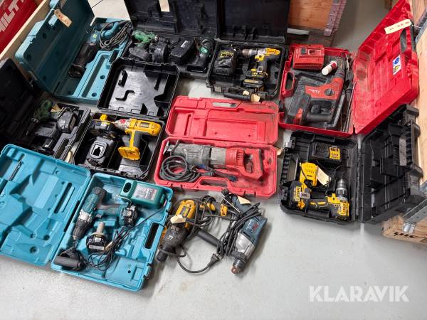 Lot - Assorteret håndværktøj DeWalt, Hilti, Makita, Hitachi og øvrigt - 1 palle