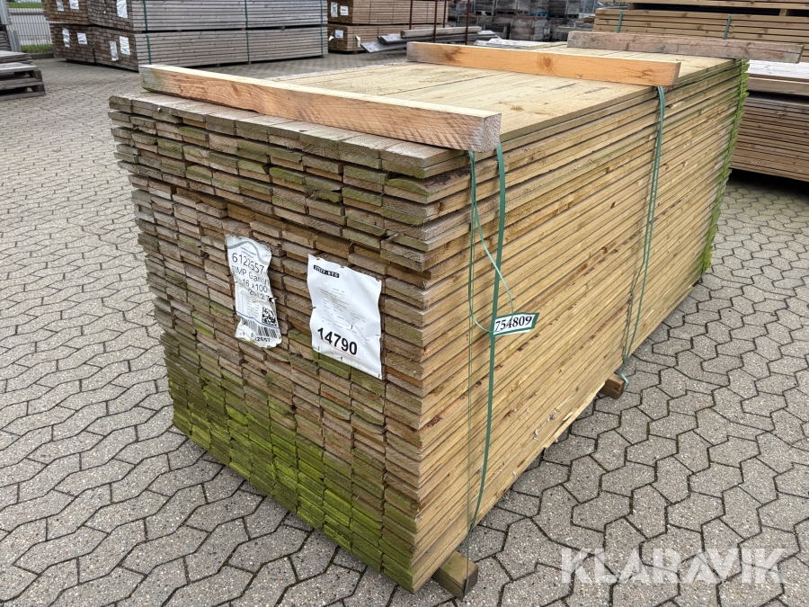 Trykimprægnerede brædder Fyr Sekstra, 16 × 100 × 2700 mm, 520 styk