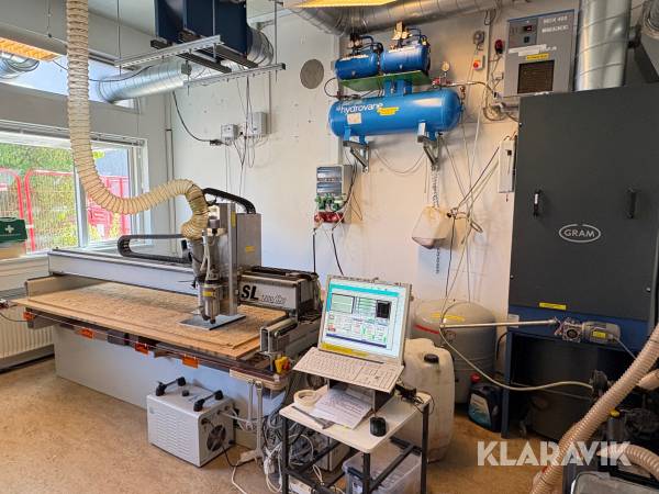 Cnc maskine komplet setup. Raptor SL1200/S80 incl. vandkøler, styreskab, computer, spånfilter.