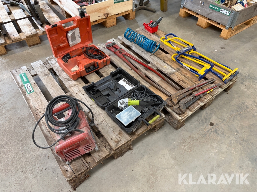 Håndværktøj Hilti/ Worx & boltsakse blandet palle